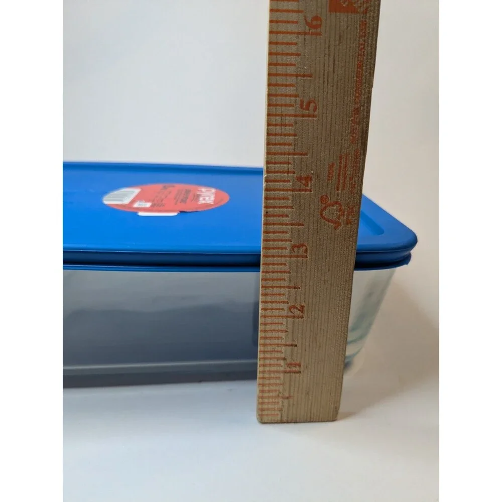 Pyrex Simply Store 11 Cup 2.6L Rectangular Glass Food Container Blue Lid 7212